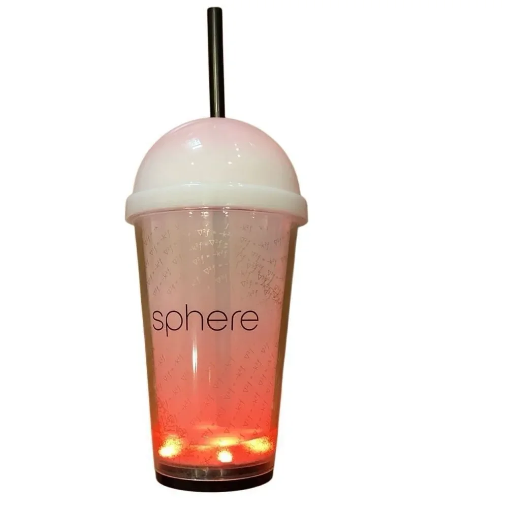 New Sphere Las Vegas Souvenir Cup 20z Tumbler W/ Lid Multicolored Lights Concert